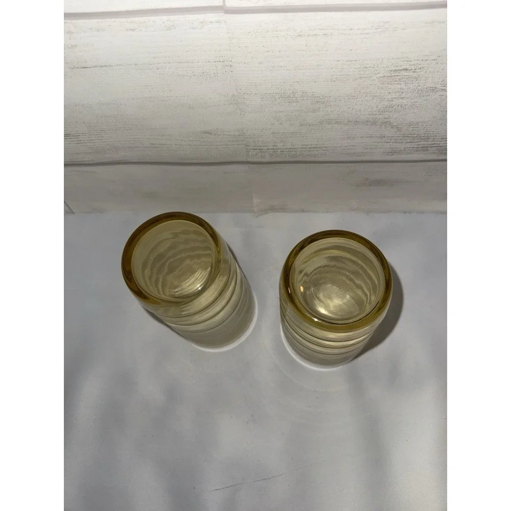 Federal Glass Tumbler Set Of‎ 2  Ringed Amber/Gold/Yellow 7
